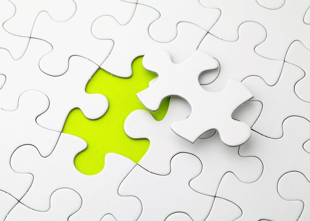 Puzzle with missing piece in green color-1